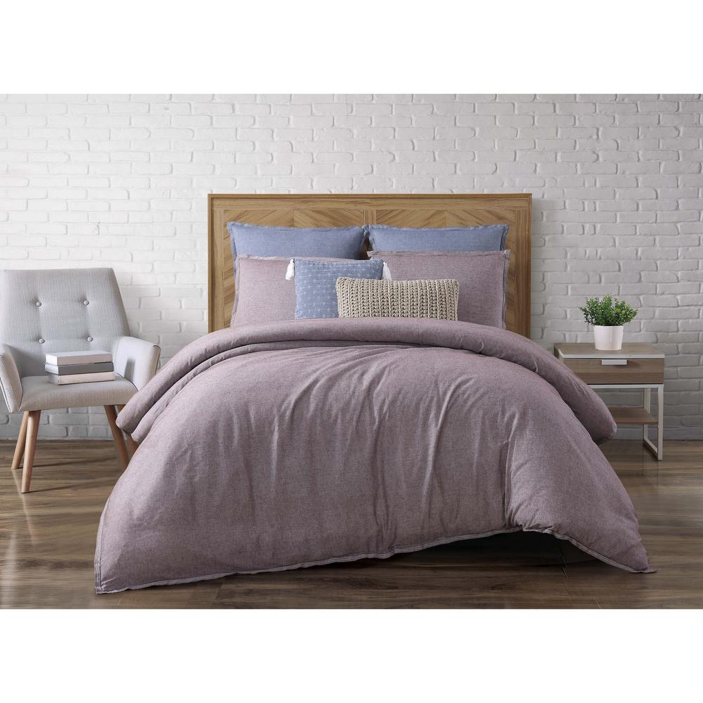 Brooklyn Loom Chambray Loft Plum King Duvet Set Dcs2370plk