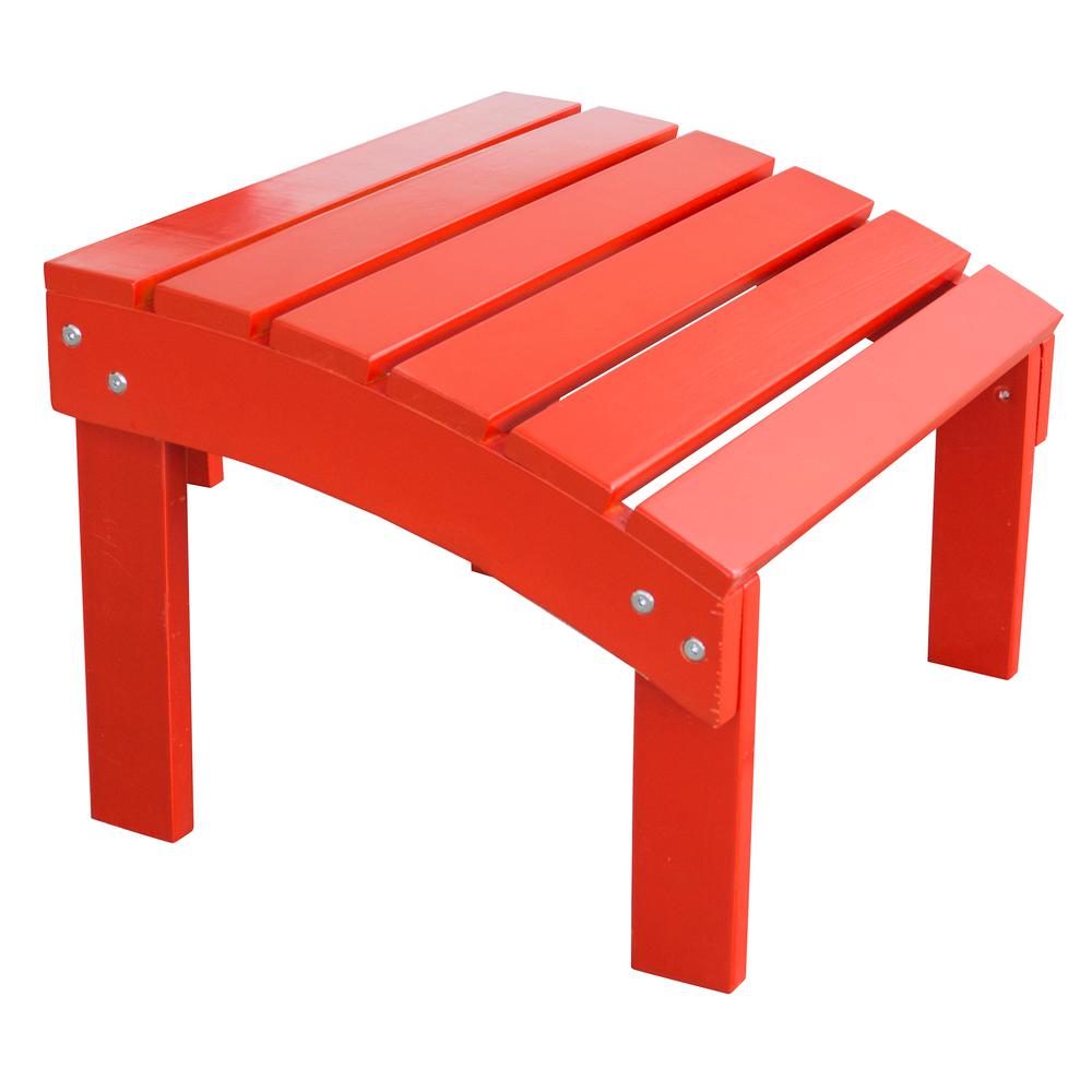 AmeriHome Tomato Red Wood Outdoor Ottoman Footrest with Painted802498
