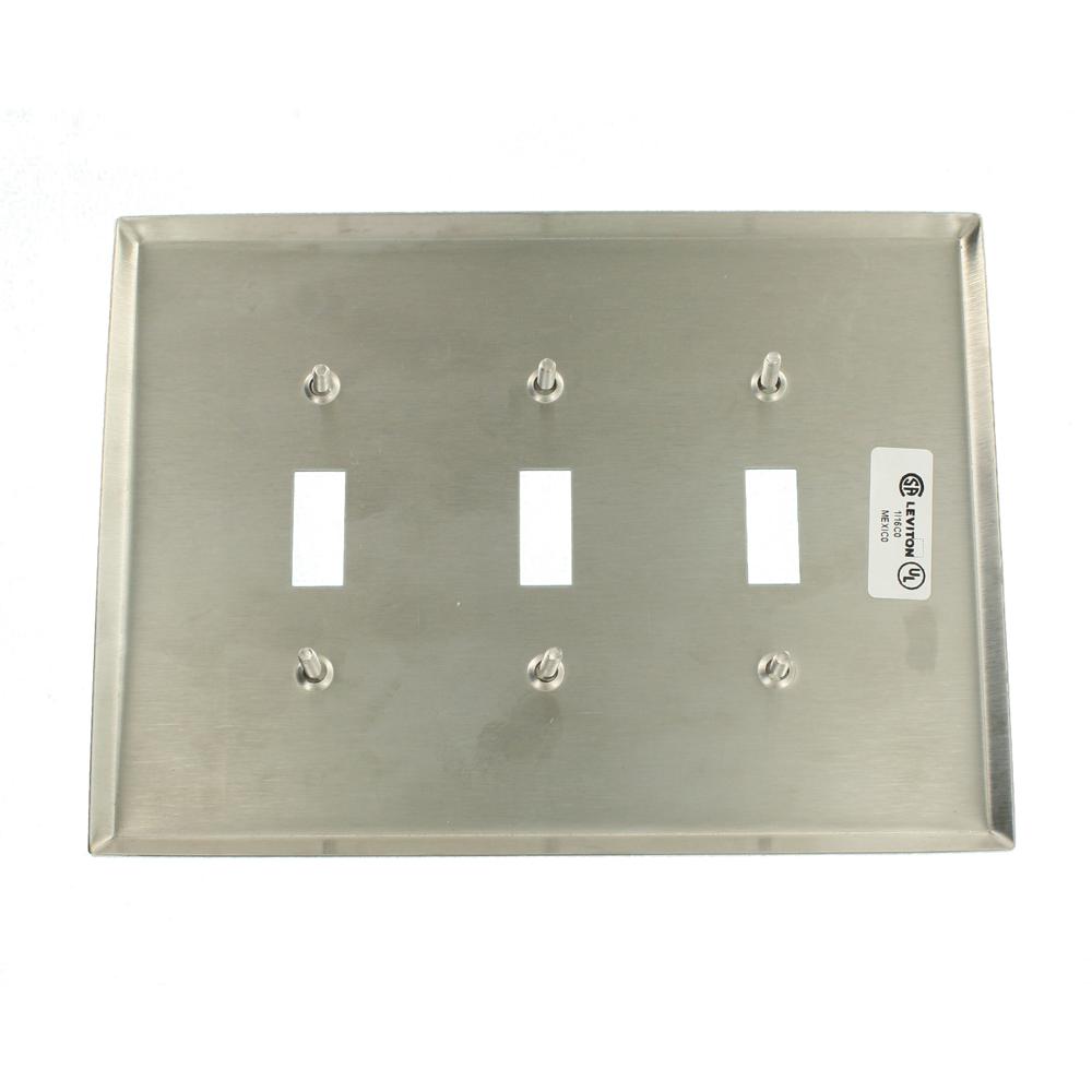 Leviton Stainless Steel 3 Gang Toggle Wall Plate 1 Pack 84111 40 The Home Depot - Stainless Steel Wall Plates Home Depot Leviton Stainless Steel 3 Gang Toggle Wall Plate 1 Pack 84111 40 The Home Depot - Stainless Steel Wall Plates Home Depot