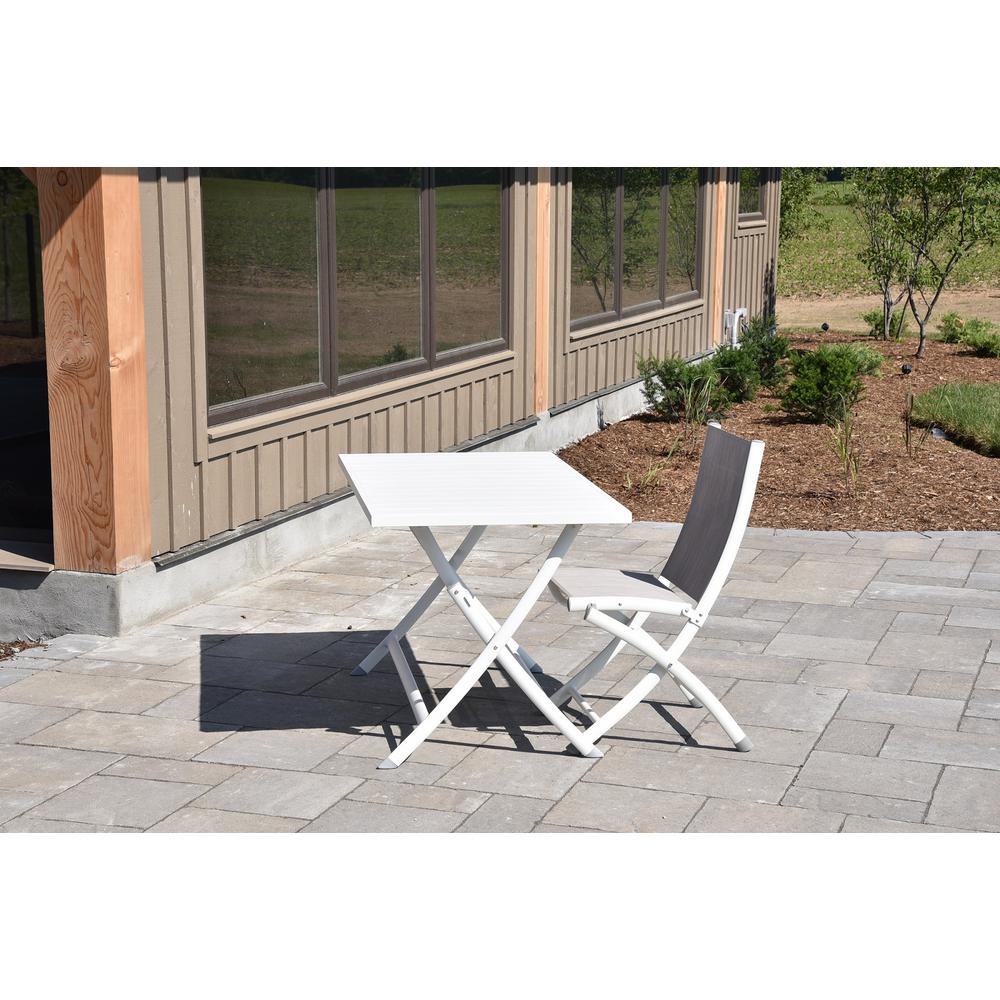 Vivere Bachelor White Folding Aluminum Outdoor Dining Chair 2