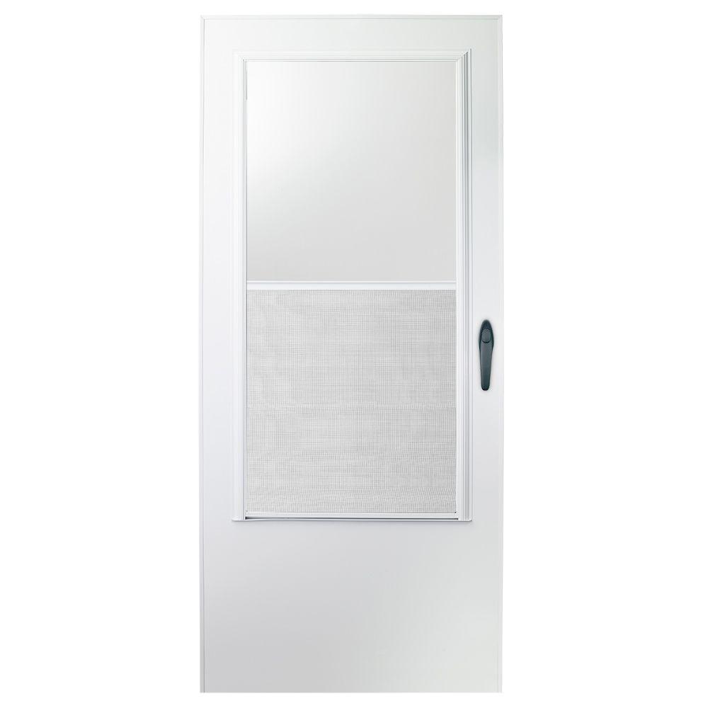 EMCO 30 in. x 78 in. 100 Series White SelfStoring Storm DoorE1SS