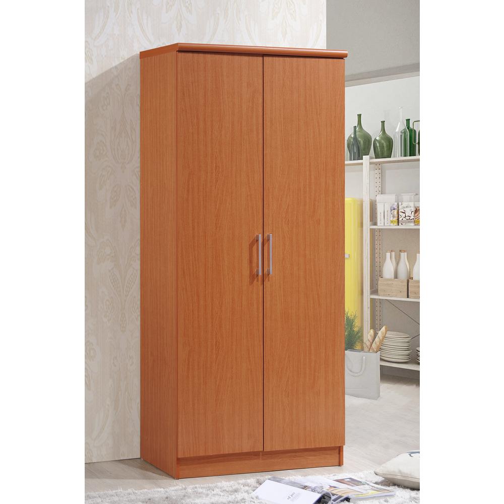 Hodedah 2 Door Cherry Armoire With Shelves Hid8600 The Home Hodedah 2 Door Cherry Armoire With Shelves Hid8600 The Home Depot