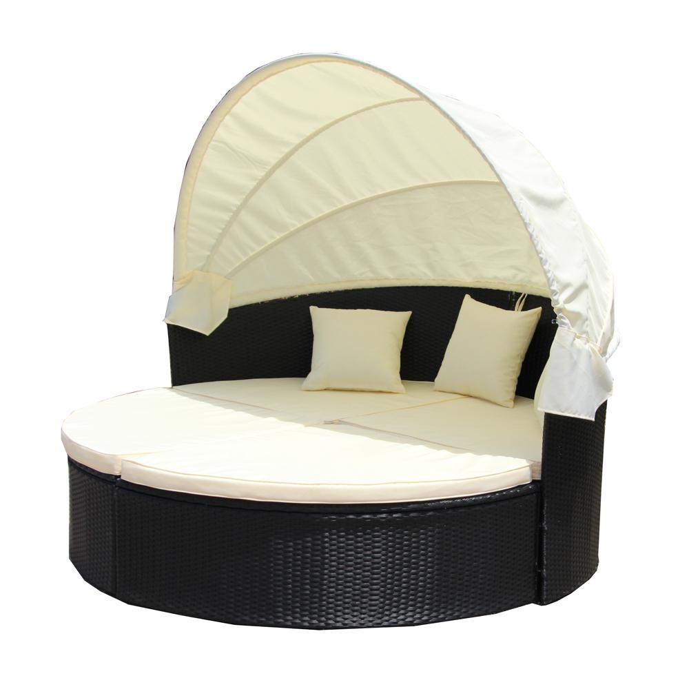 Aleko Black 2 Piece Wicker Patio Conversation Set With Cream Black 2 Piece Wicker Patio Conversation Set With Cream Cushions