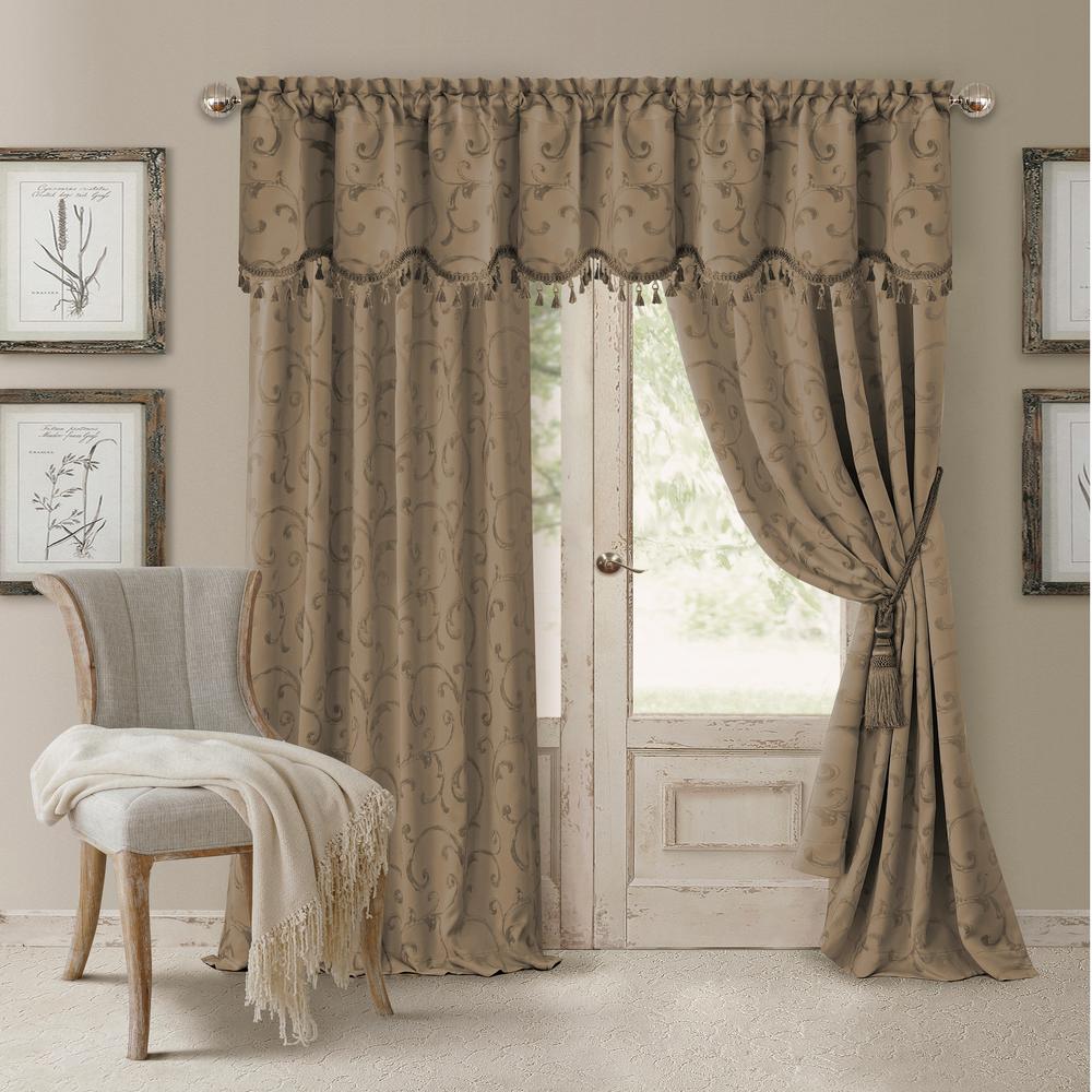 Elrene Mia Jacquard Scroll Blackout Window Curtain 026865901498