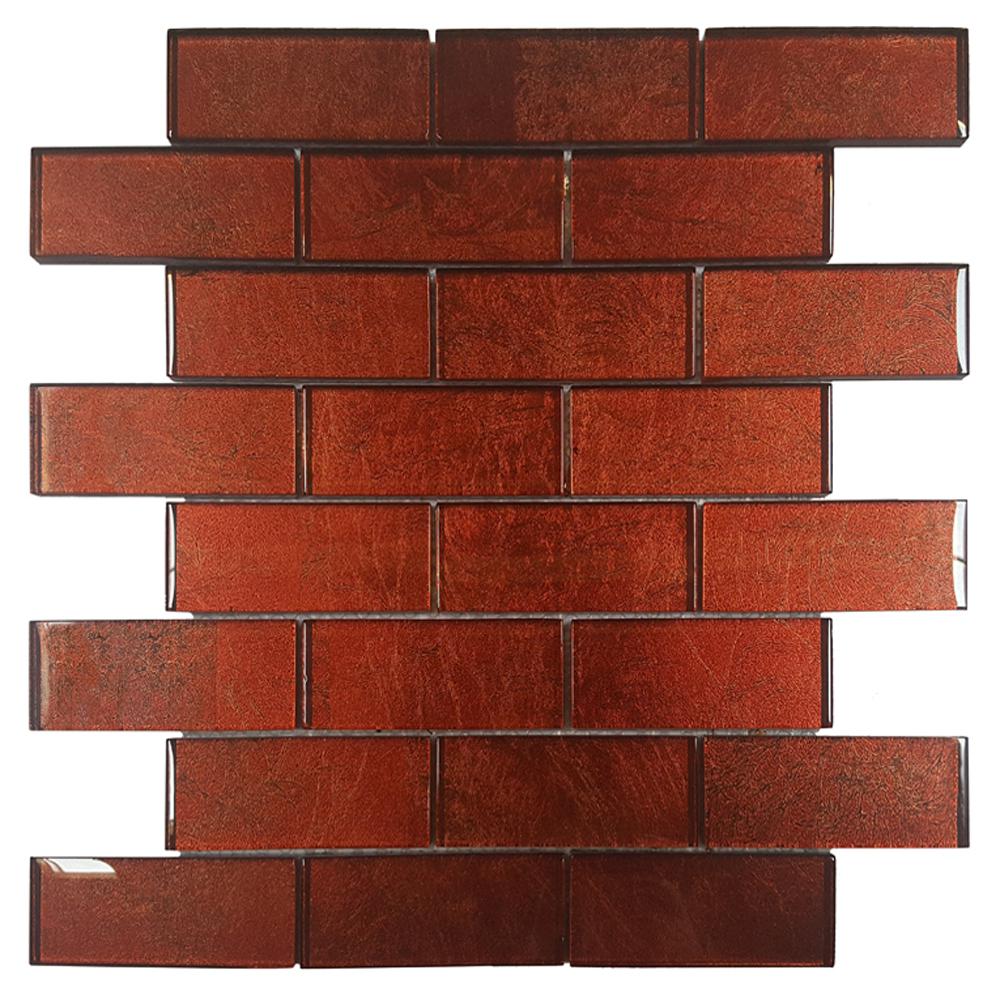 Solistone Folia Tamarind 12 in. x 12 in. x 6.35 mm Red Glass MeshMounted Mosaic Wall Tile (10