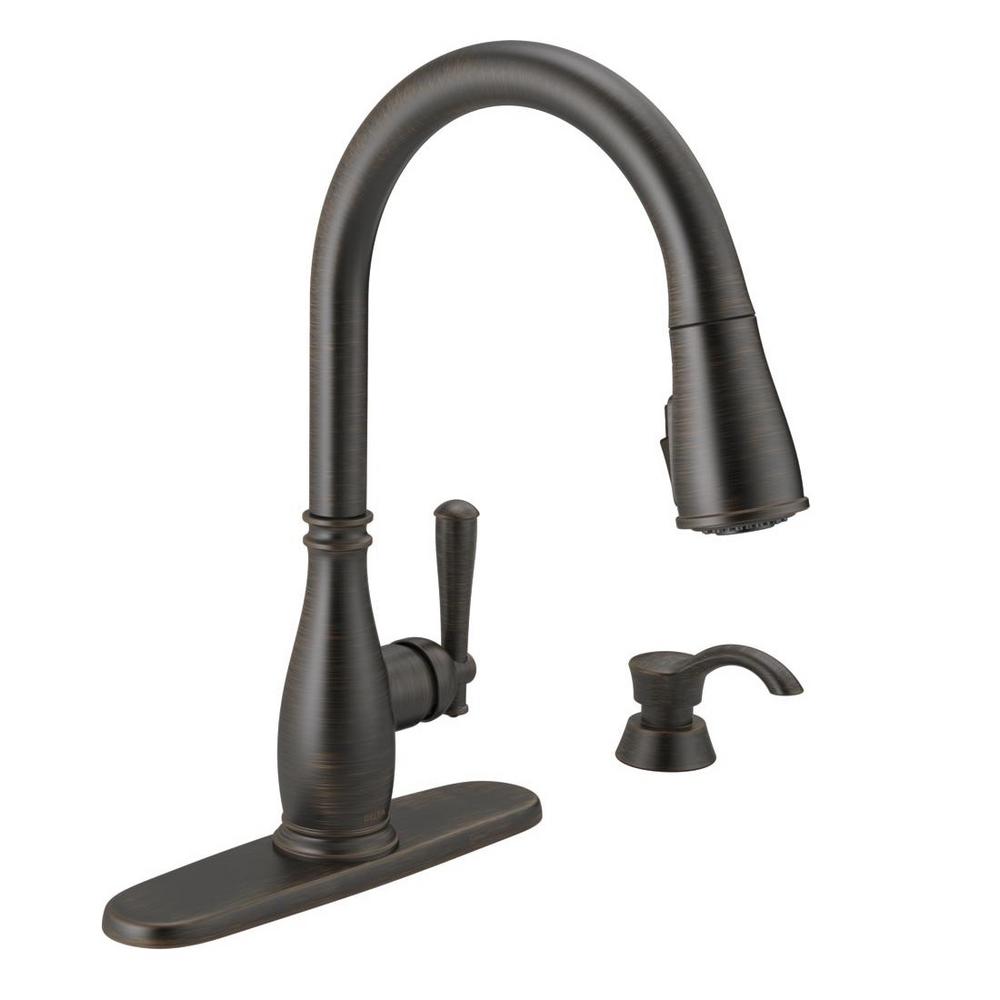 Delta Charmaine Single Handle Pull Down Sprayer Kitchen Faucet With Soap Dispenser In Venetian Bronze 19962Z RBSD DST The Home Depot
