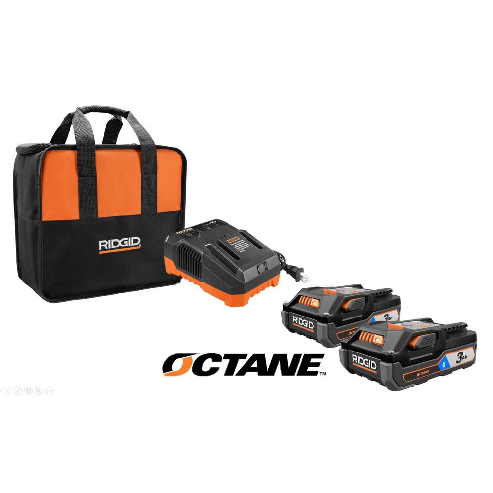 RIDGID 18 Volt OCTANE Bluetooth 3.0 Ah Batteries 2 Pack and