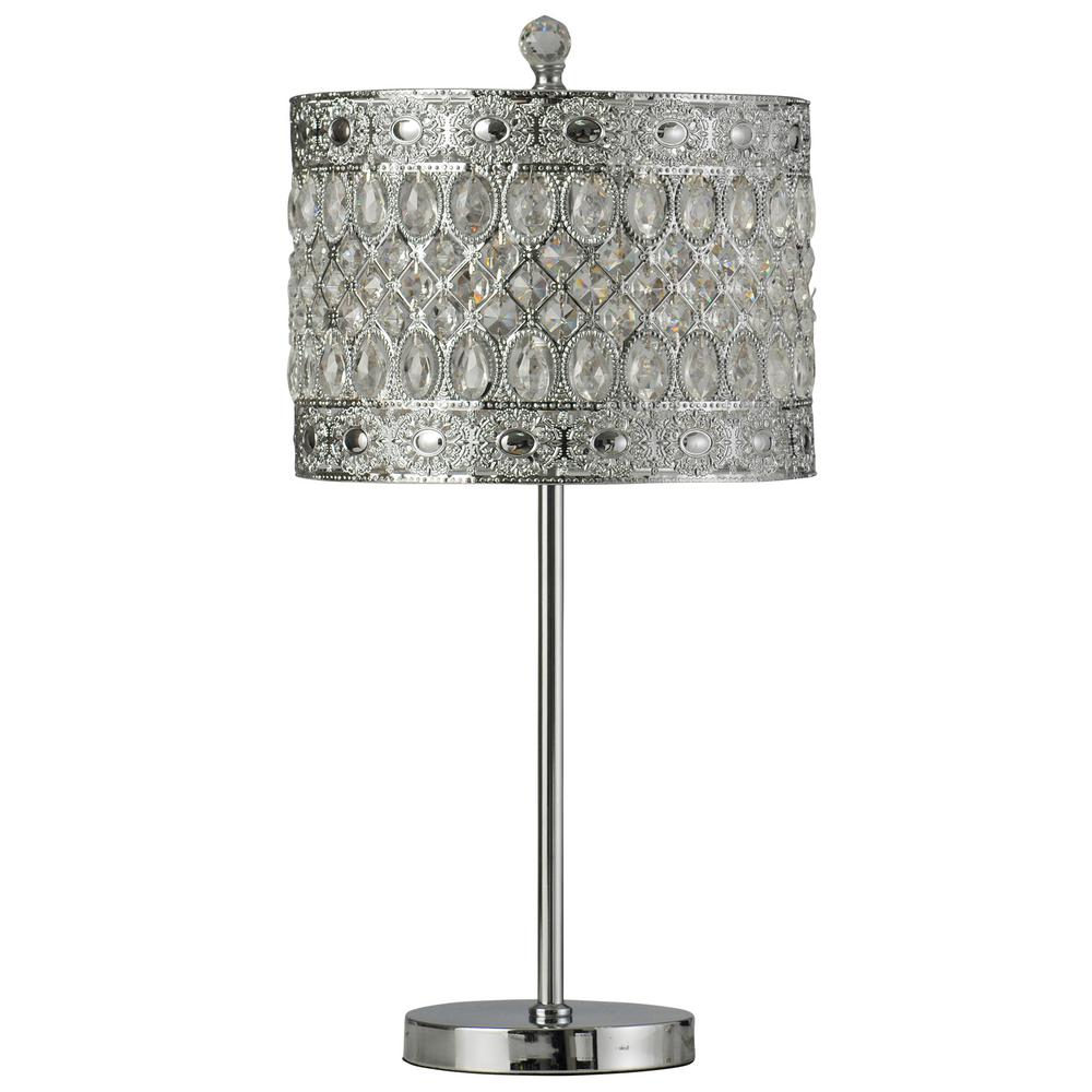 Stylecraft 24 In Chrome Table Lamp With Crystal Shade