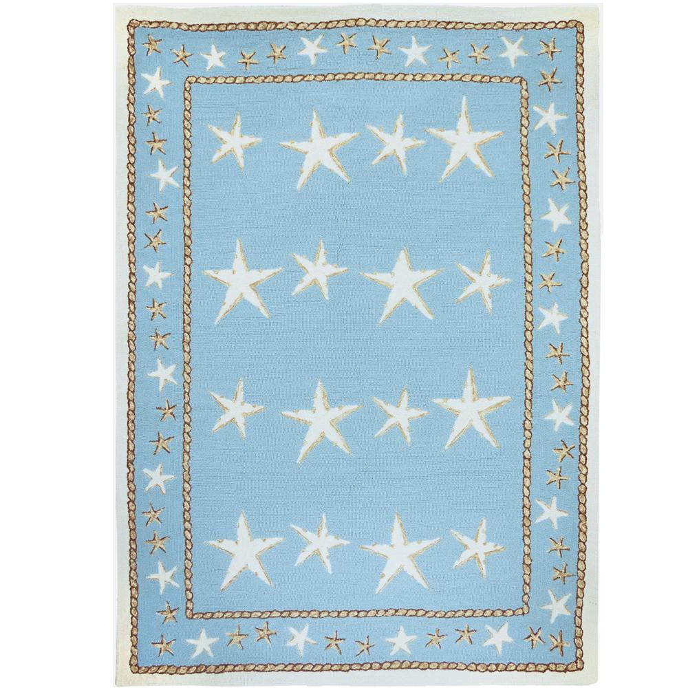 Homefires Starfish Ter Blue 5 Ft X 7 Indoor Outdoor Area Rug