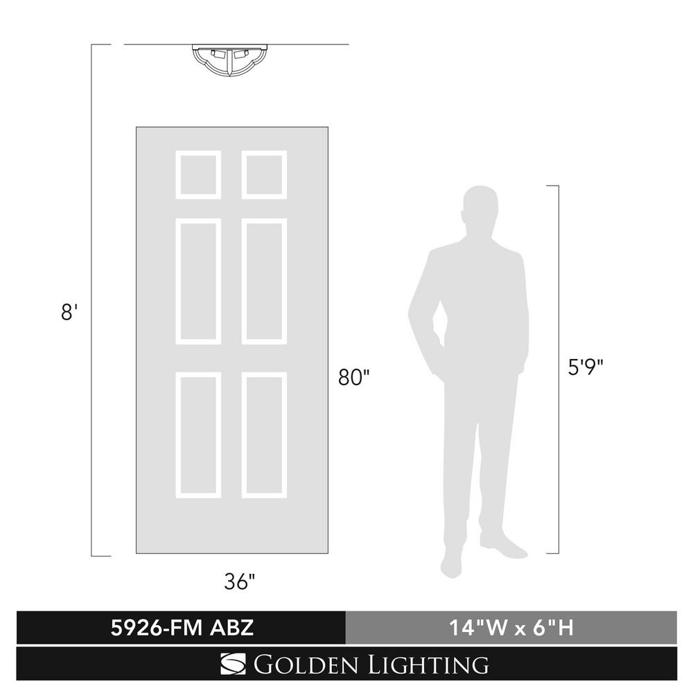 Bronze Golden Lighting 5926-FM ABZ Two Light Flush Mount