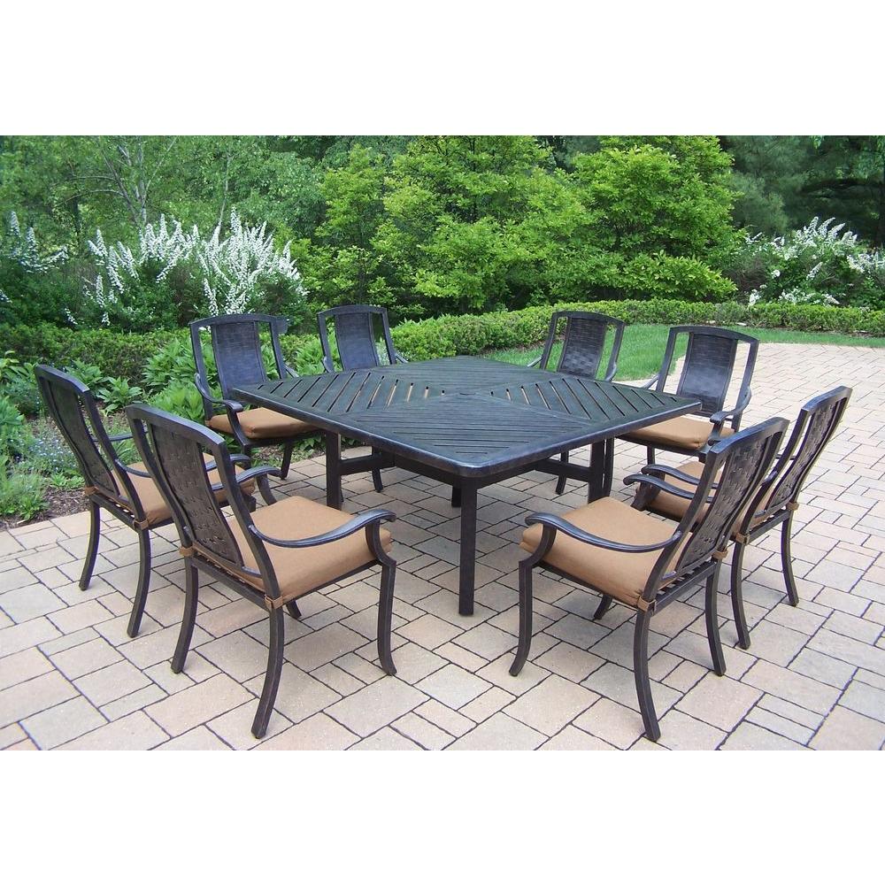 Oakland Living 9 Piece Square Aluminum Patio Dining Set With