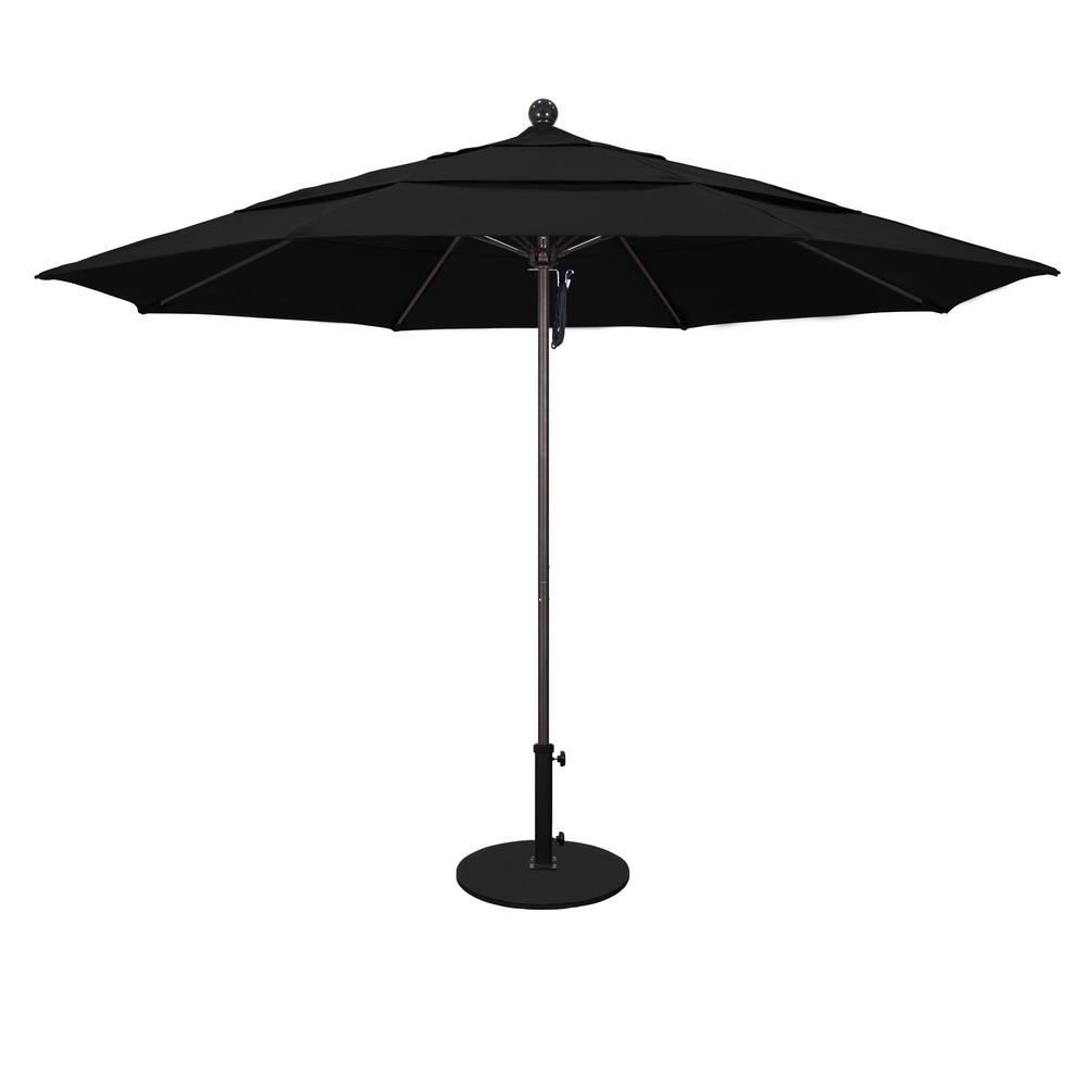 California Umbrella 11 Ft White Aluminum Pole Market Fiberglass Ribs Pulley Lift Outdoor Patio Umbrella In Black Sunbrella Alto118117 5408 Dwv The Home Depot