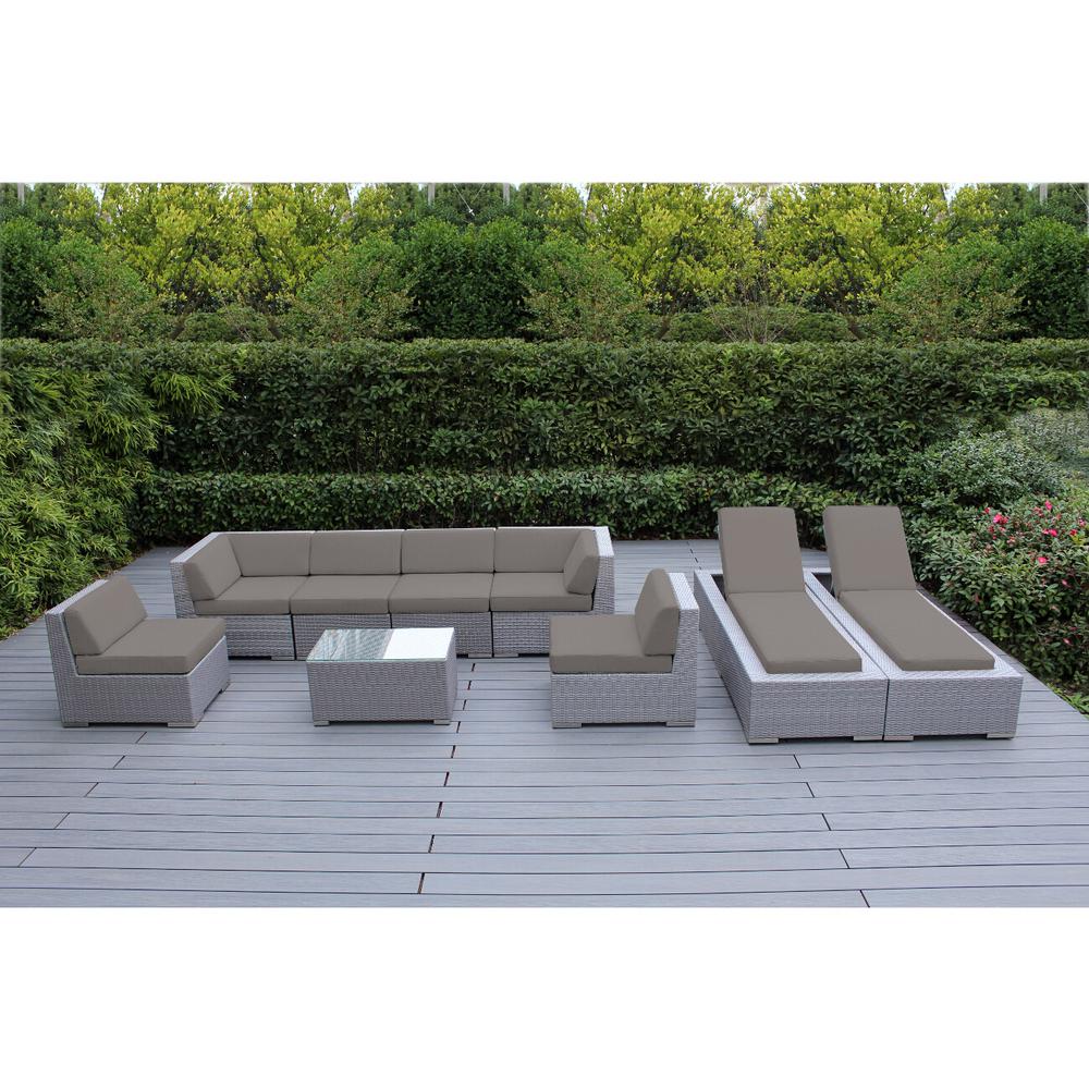 Ohana Depot Gray 9Piece Wicker Patio Combo Conversation Set with