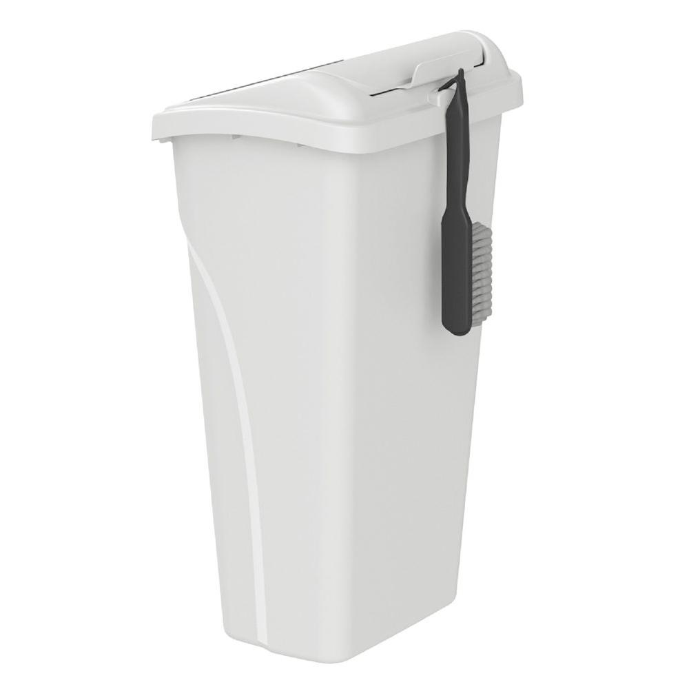 United Solutions 10 Gal. All in 1 White Wastebasket with Dustpan Lid