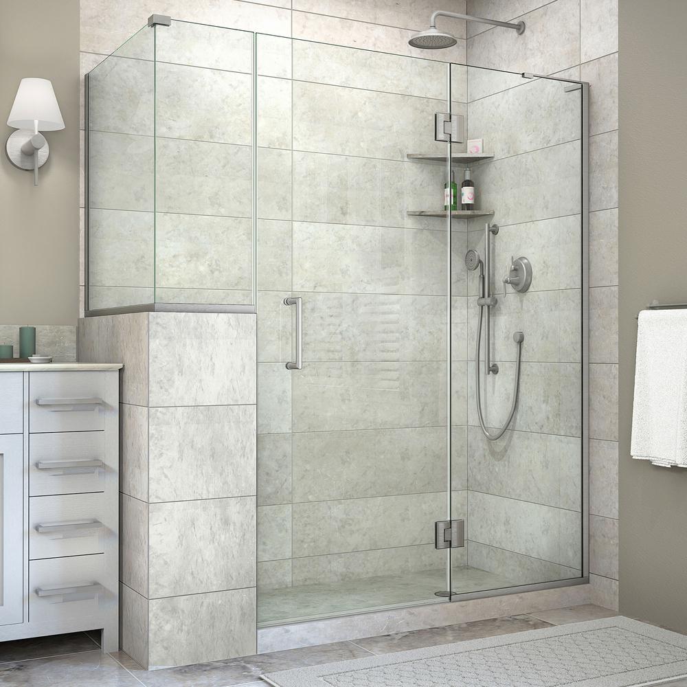 Dreamline Unidoor X 30 3 8 In 60 72 Frameless Hinged Unidoor X 30 3 8 In 60 72 Frameless Hinged Corner Shower Enclosure Brushed Nickel