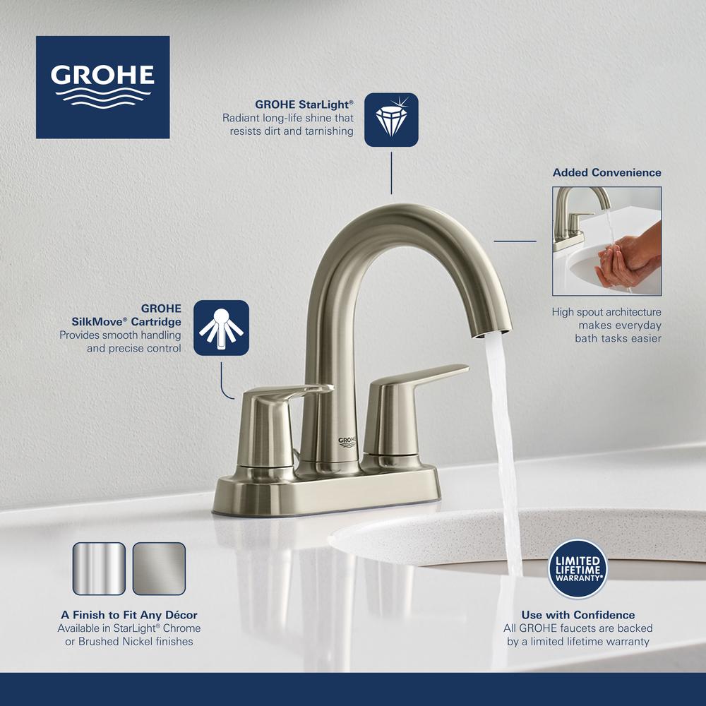 Grohe Veletto 4 In Centerset 2 Handle High Spout Bathroom Faucet
