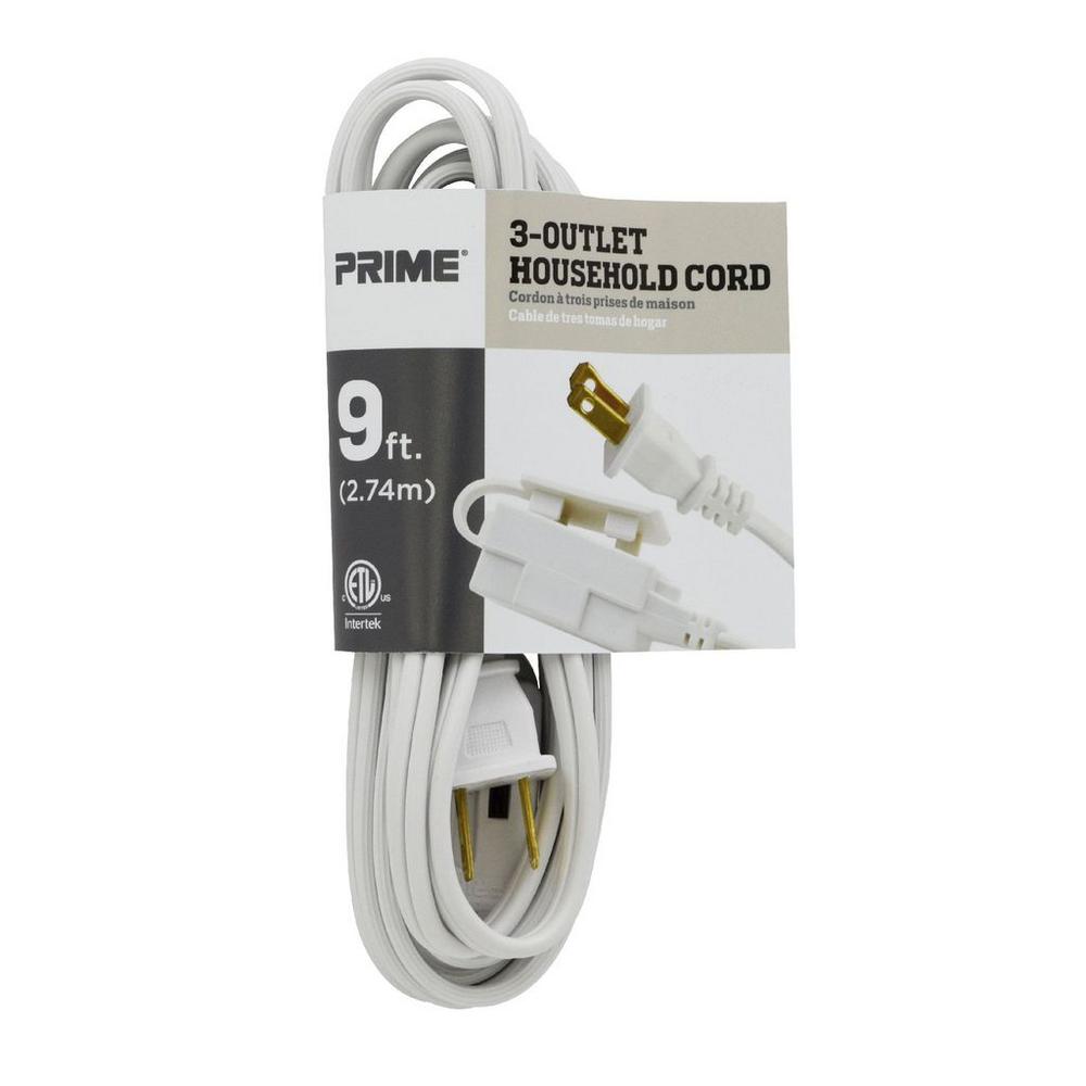 Unbranded 9 ft. 16/2 SPT2 White 3Outlet Household Extension CordEC660609 The Home Depot