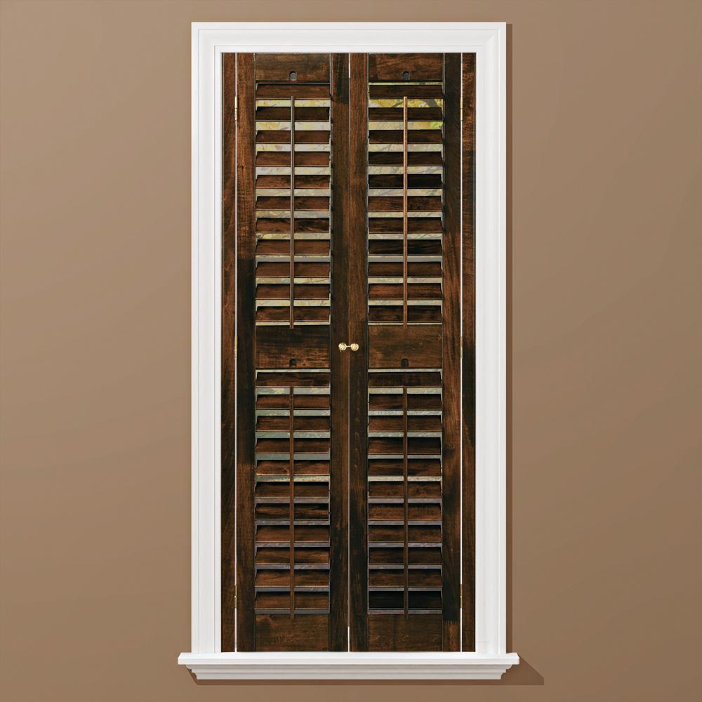 HOME Basics Walnut 2-1/4 In. Plantation Real Wood Interior Shutter 39 ...