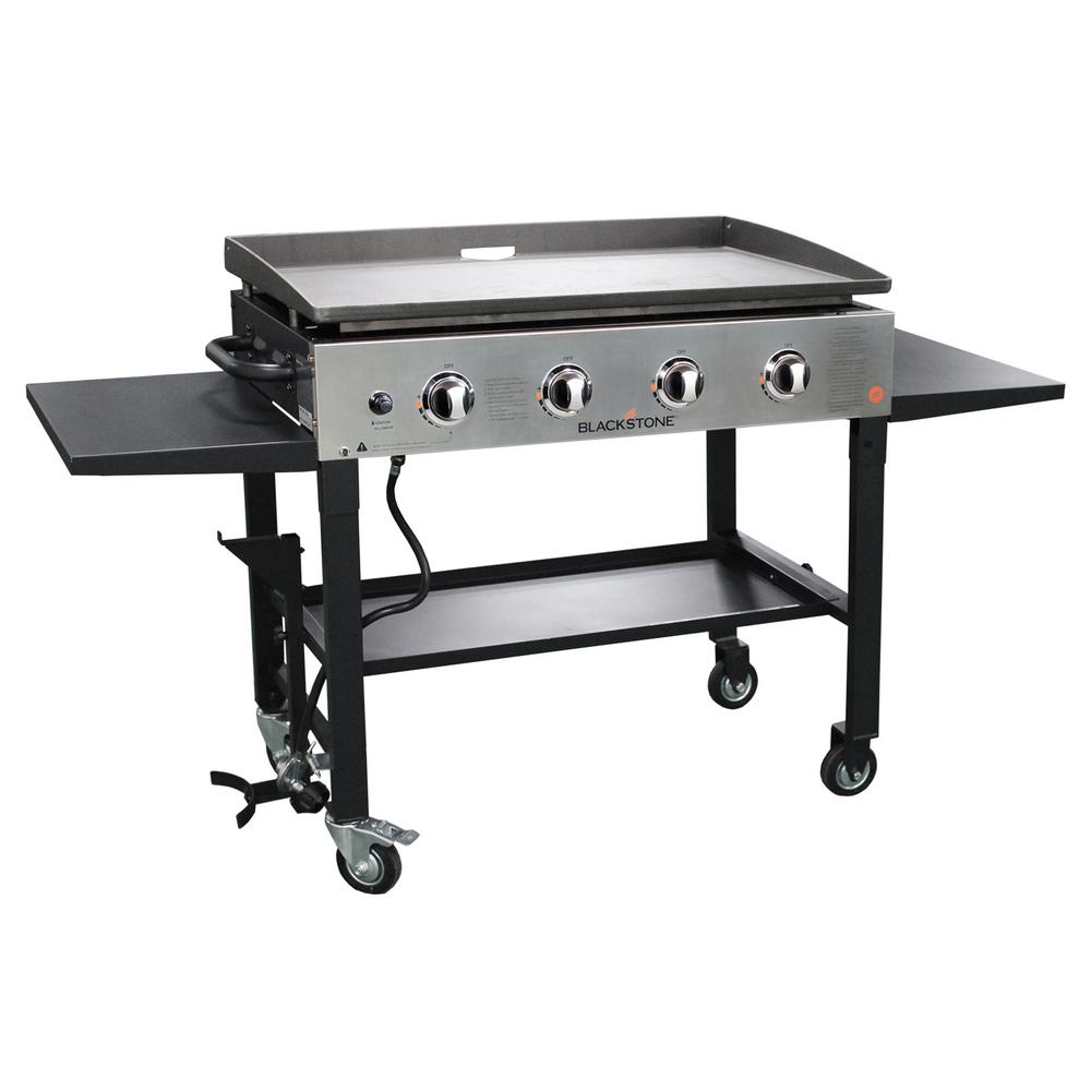 UPC 717604156506 product image for 4-Burner Propane Gas Griddle with Stainless Steel Front Panel, Black & Stainless | upcitemdb.com