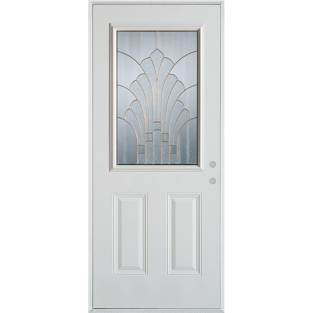 Stanley Doors 36 In X 80 In Art Deco 1 2 Lite 2 Panel Painted
