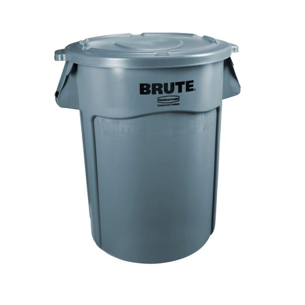 Rubbermaid Commercial S Brute 32 Gal Gray Round Vented Trash Can With Lid 2031188 The Home Depot Rubbermaid Commercial S Brute 32, Round Trash Can
