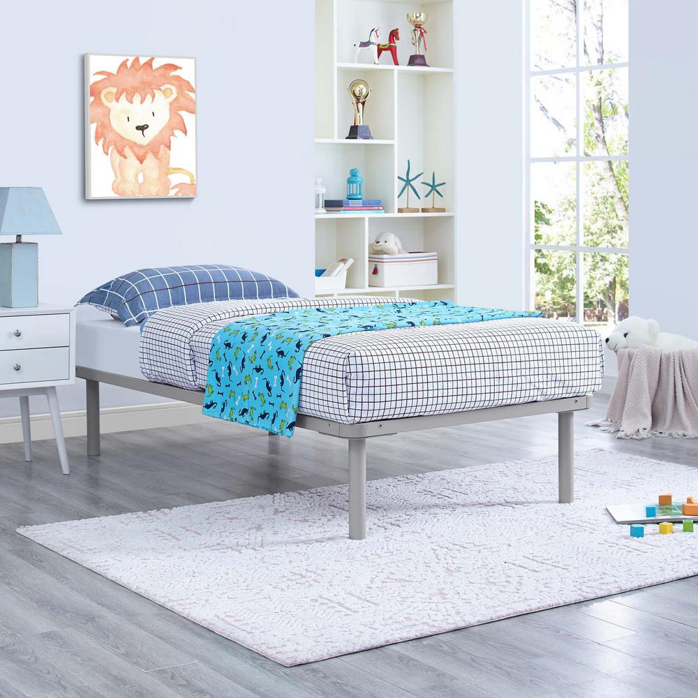 MODWAY Loryn Gray Twin Bed Frame with Round Splayed LegsMOD5887GRY The Home Depot