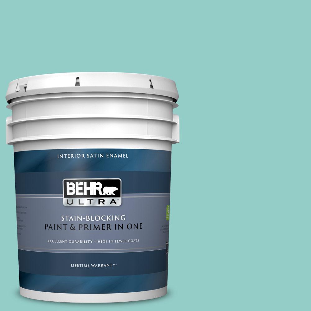 BEHR ULTRA 5 gal. 500D4 Jamaica Bay Satin Enamel Interior Paint and