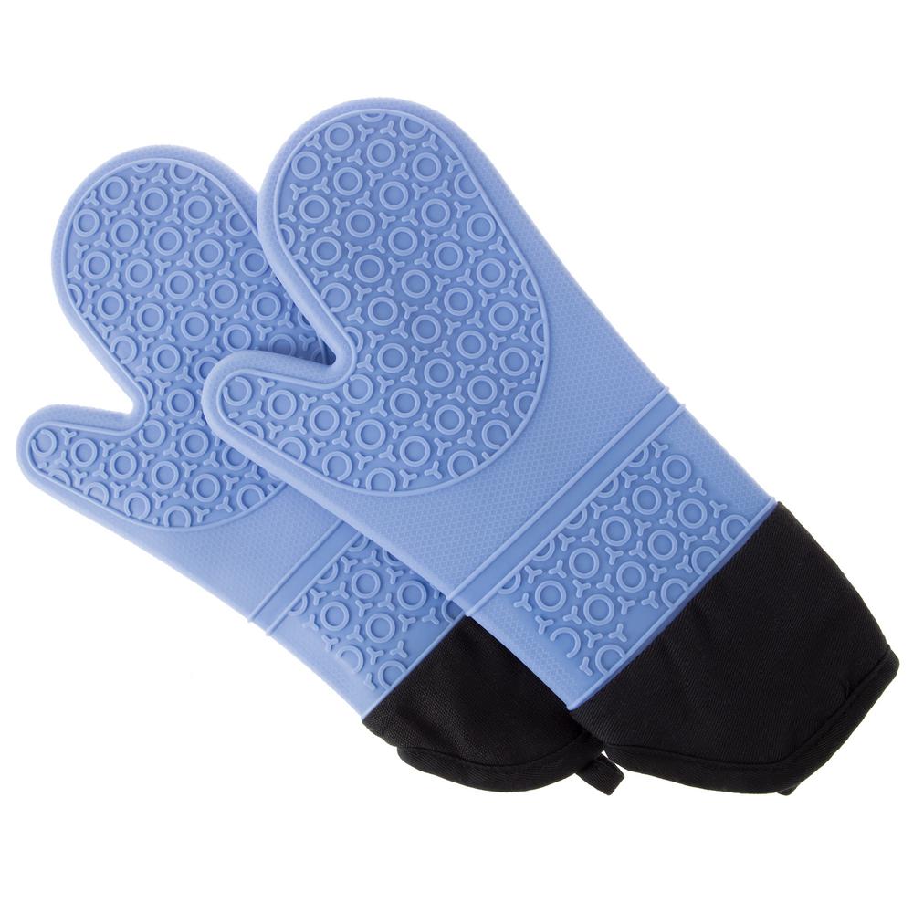 Oven Mitts Pot Holders Kitchen Gadgets Tools The Home Depot Silicone Blue Oven Mitts With Quilted Lining 2 Pack