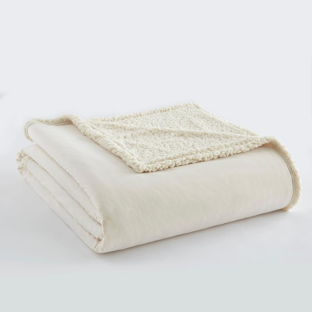 Micro Flannel Ivory Sherpa Back Polyester King BlanketMFNSHBKKGIVO