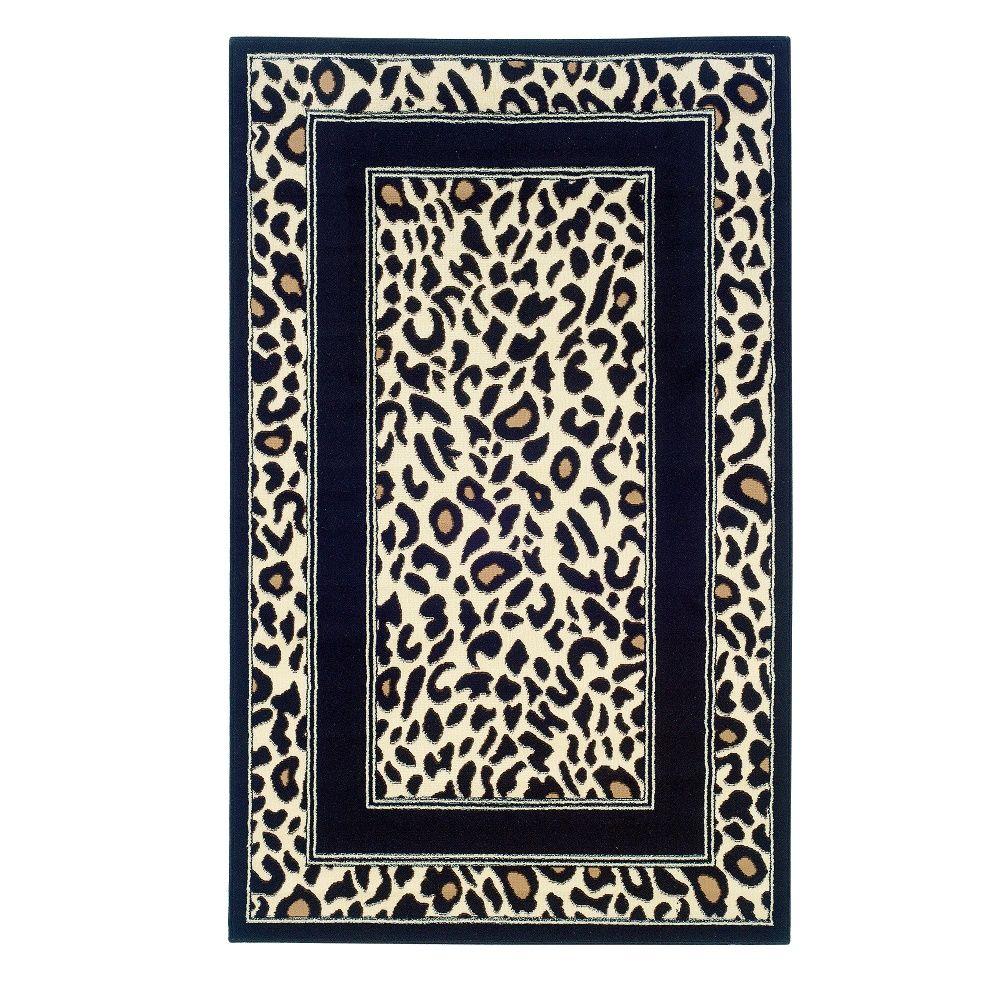 Linon Home Decor Capri Collection Black and White 4 ft. 3 in. x 7 ft. 3 in. Indoor Area RugRUG