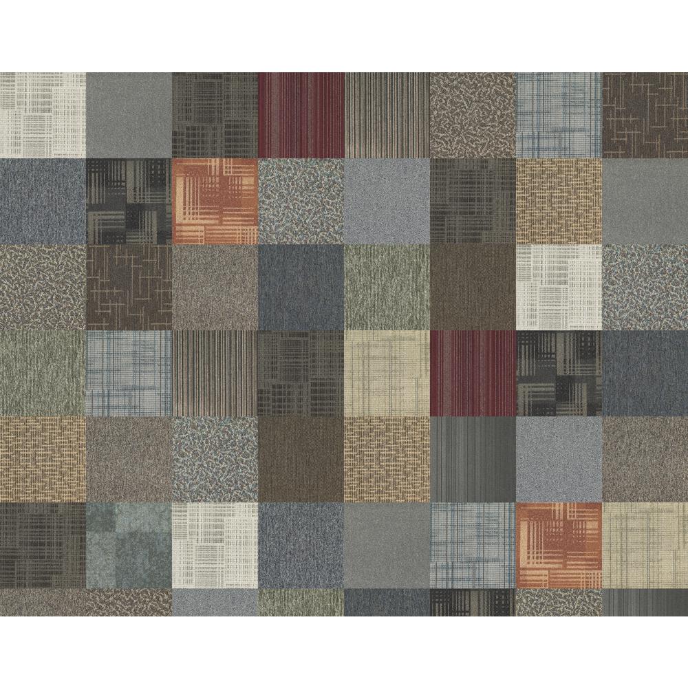 Kaleidoscope Collection Multicolor Assorted Loop Commercial 24 In X 24 In Carpet Tile 12 Tiles Case 4uf12box The Home Depot