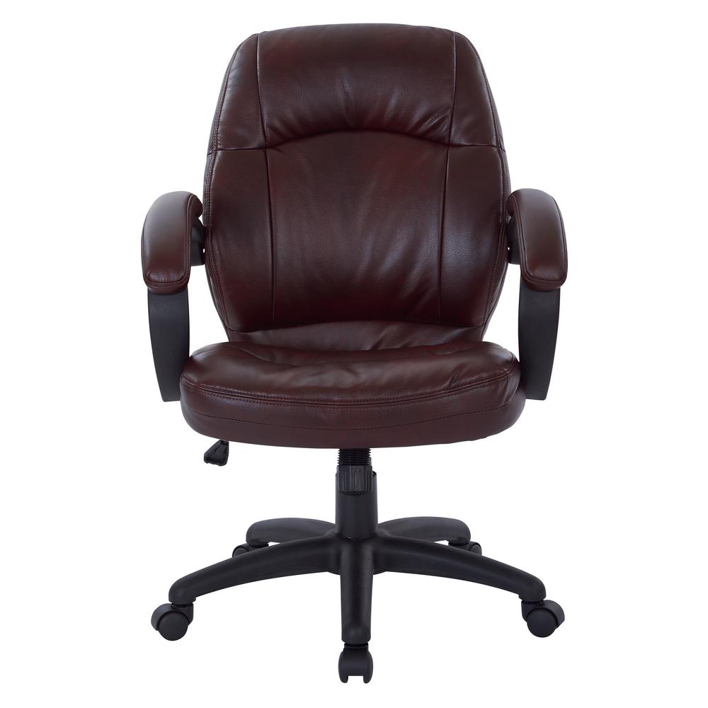 Work Smart Deluxe Chestnut Brown Faux Leather Managers Chair-FL605-U31