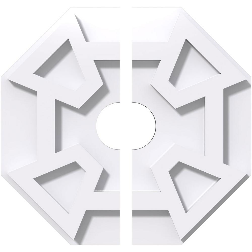 Ekena Millwork 1 In P X 3 1 2 In C X 10 In Od X 2 In Id Logan Architectural Grade Pvc Contemporary Ceiling Medallion Two Piece