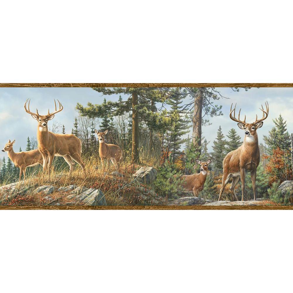 chesapeake ashmere brown whitetail crest brown wallpaper border tll48463b the home depot the home depot