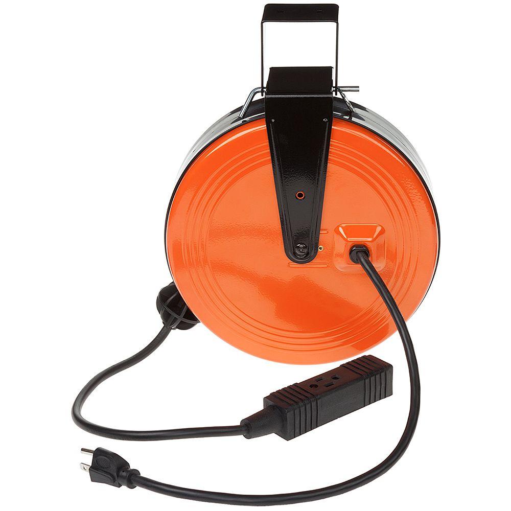 Hdx 30 Ft 16 3 Heavy Duty Retractable Extension Cord Reel With 3 Outlets Hd 800 The Home Depot