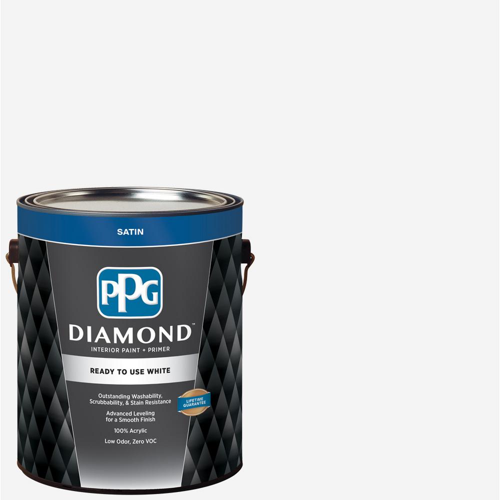 PPG Diamond 1 gal. White Satin Ready to Use Interior Paint with PrimerPPG5340001 The Home Depot