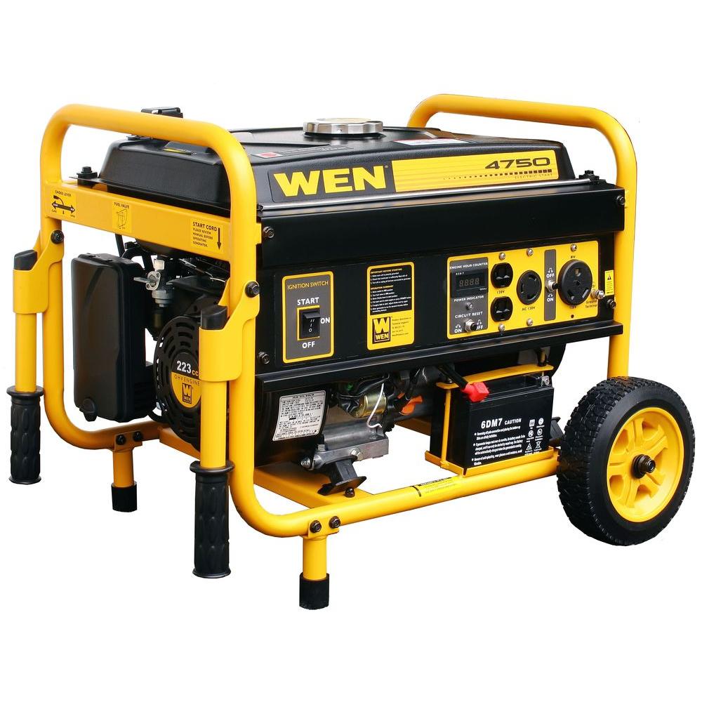 WEN 3,000-Watt Gasoline Powered Portable Generator with Wheel Kit-56352