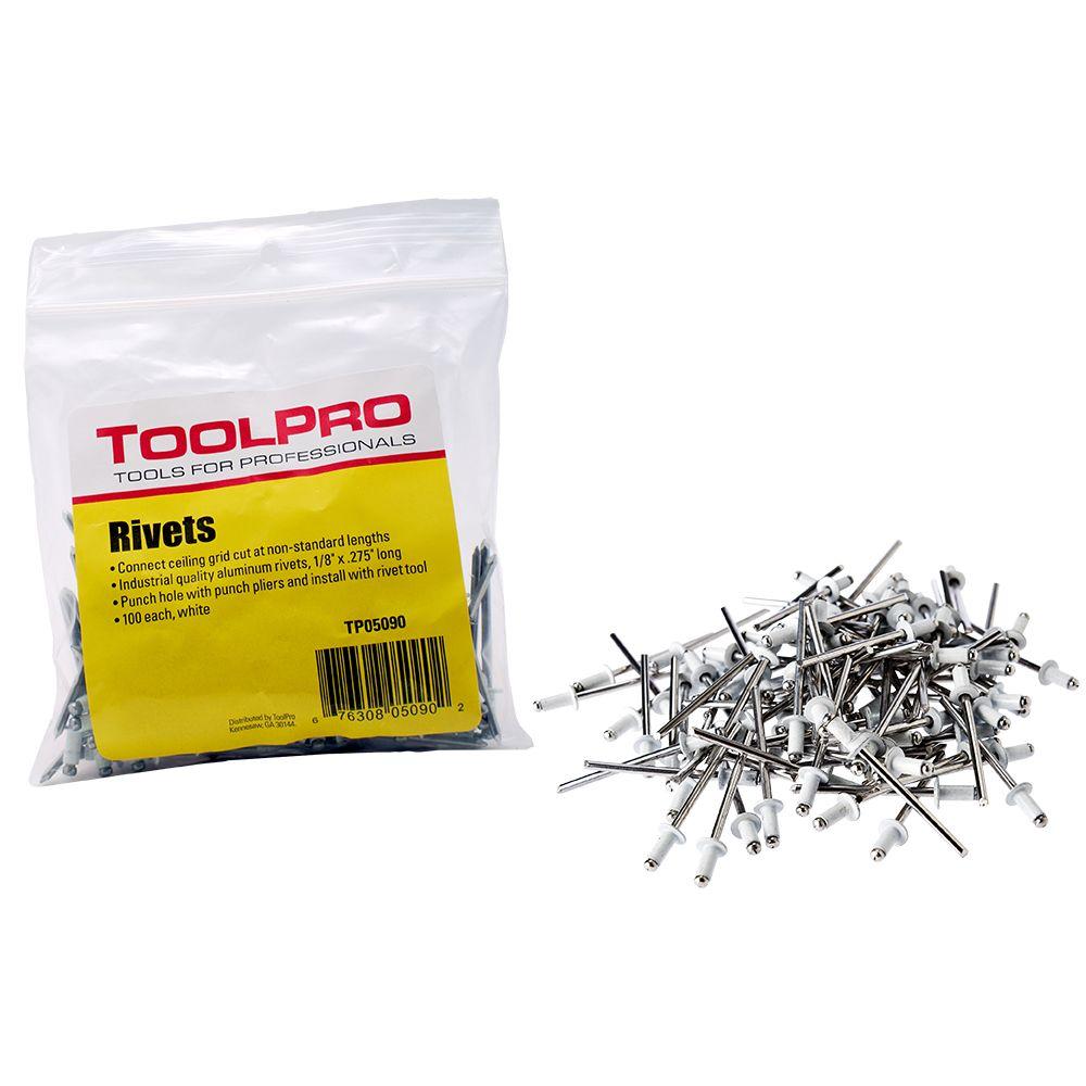 ToolPro 1/8 inch White Aluminum Pull Rivets (100-Pieces) by ToolPro