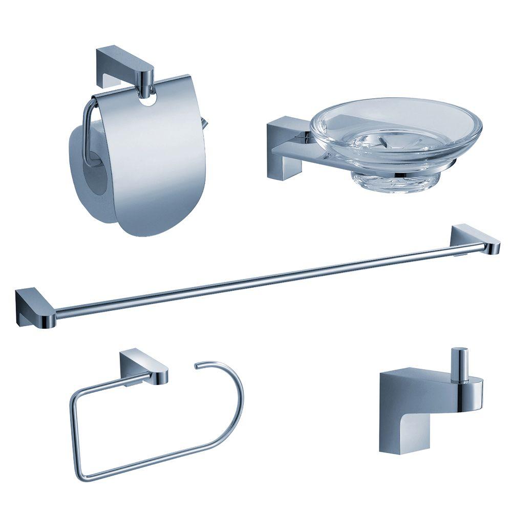 Kingston Brass 5-Piece Bathroom Accessory Set In Polished Chrome ...