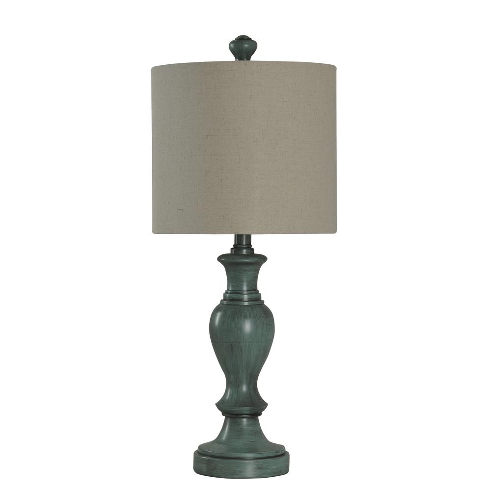 Stylecraft 25 5 In Sage Green Table Lamp With Oatmeal Fabric Shade