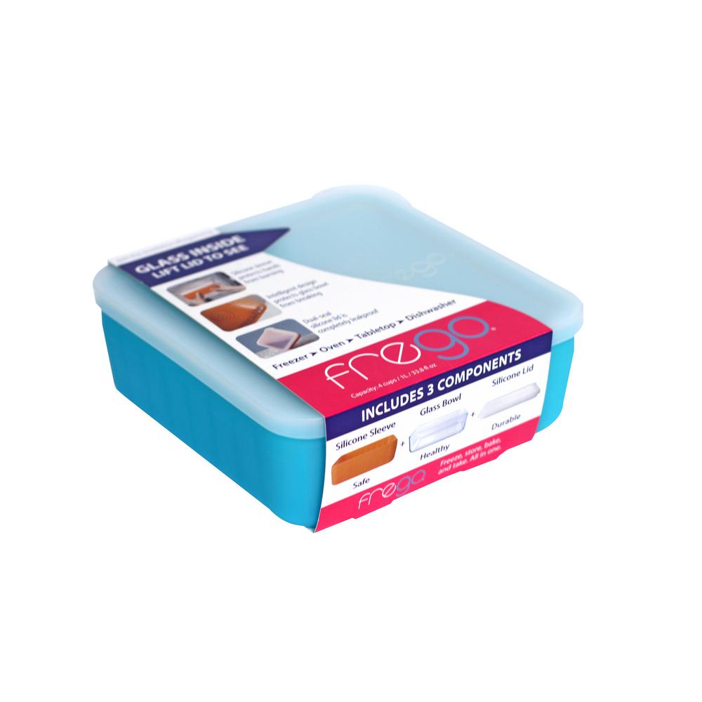 Frego 4 Cup Glass Food Storage Container With Lid Fre4cblue The