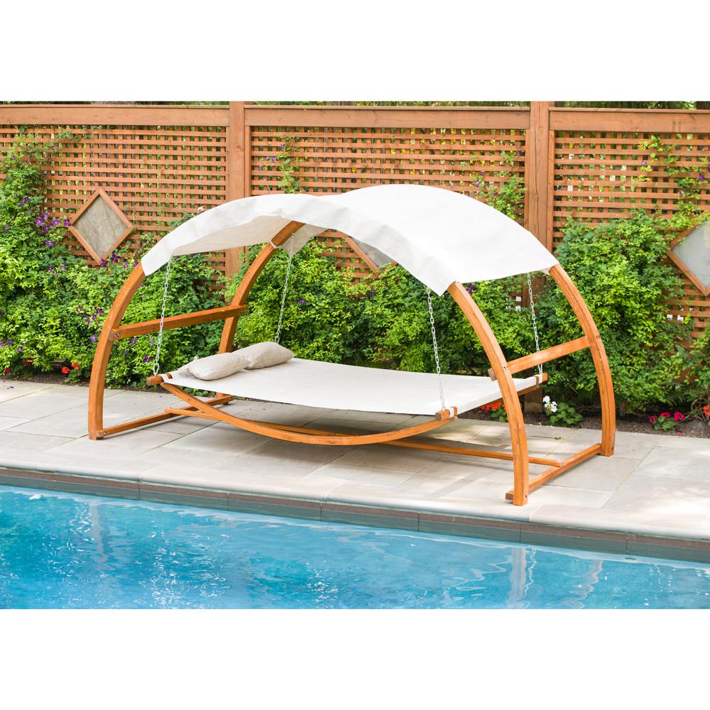 Leisure Season Patio Swing Bed With Canopy Sbwc402 The Home Depot