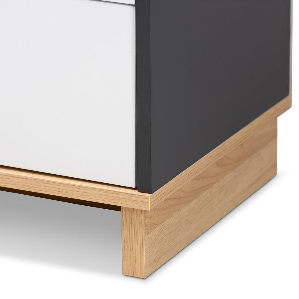 Baxton Studio Reed White And Gray 2 Drawer Bookshelf 159 9859 Hd