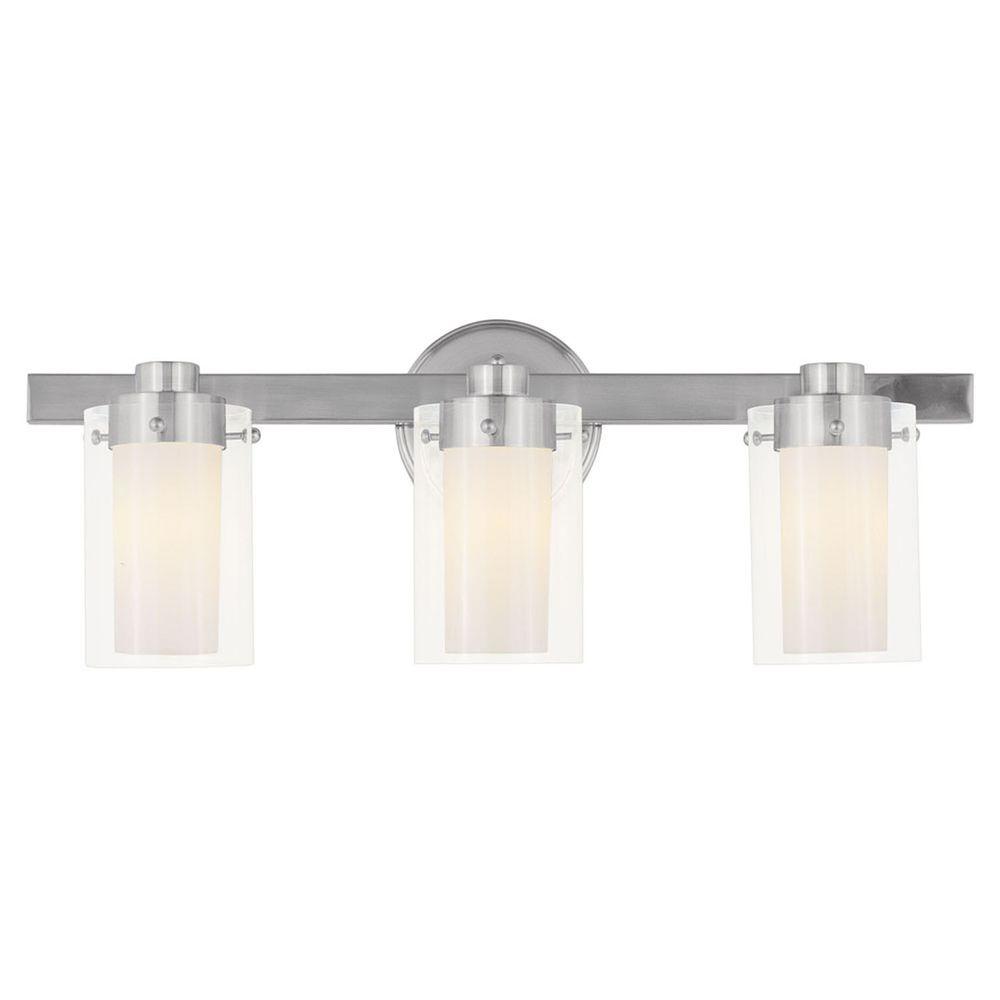 Livex Lighting Pelham 3 Light Brushed Nickel Incandescent Bath Livex Lighting Pelham 3 Light Brushed Nickel Incandescent Bath Vanity 1543 91 The Home Depot