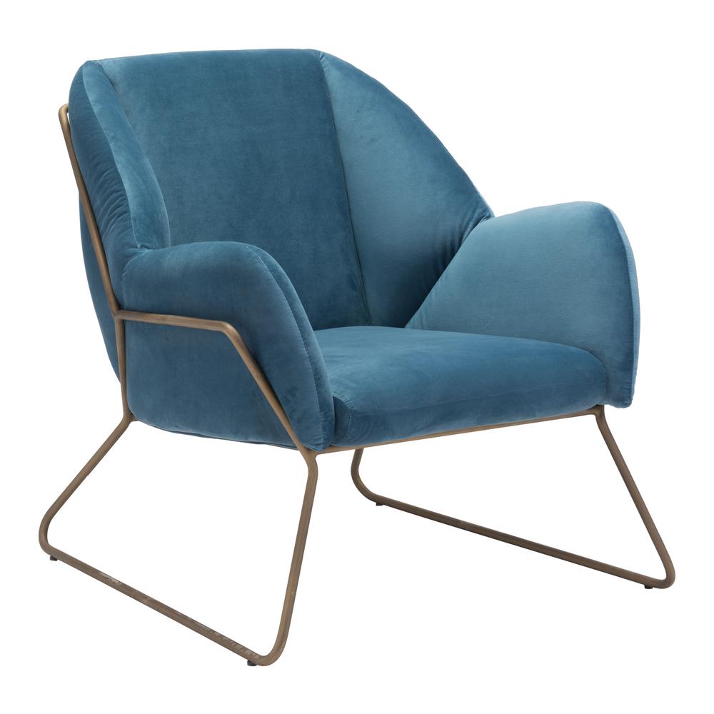 Zuo Stanza Blue Velvet Arm Chair 101156 The Home Depot