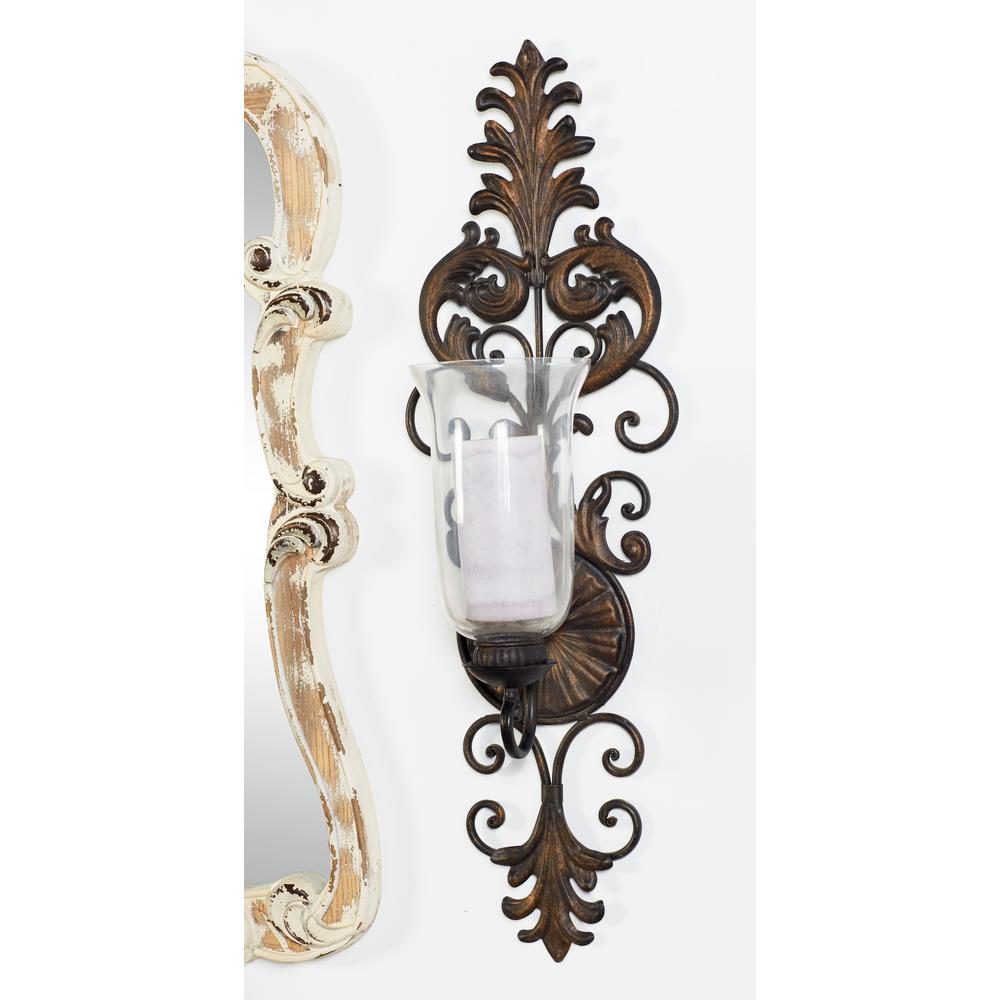 Antique Gold Flourished Iron Candle Sconce