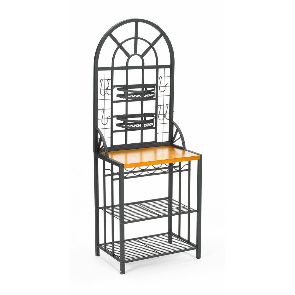 Southern Enterprises Dome Steel 26 In W Baker S Rack With Wine Southern Enterprises Dome Steel 26 In W Baker S Rack With Wine Storage Black