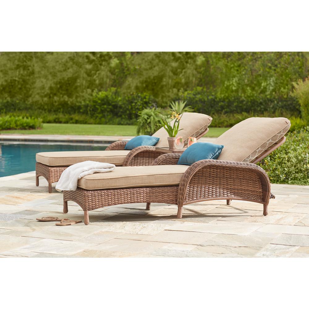 Hampton Bay Beacon Park Brown Wicker Outdoor Patio Chaise Lounge With Standard Toffee Trellis Tan Cushions Hampton Bay Beacon Park Brown Wicker Outdoor Patio Chaise Lounge With Standard Toffee Trellis Tan Cushions