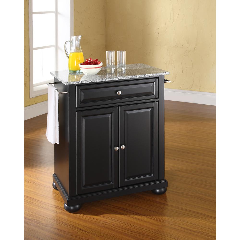 Crosley Alexandria Black Solid Granite Top Portable Kitchen Island