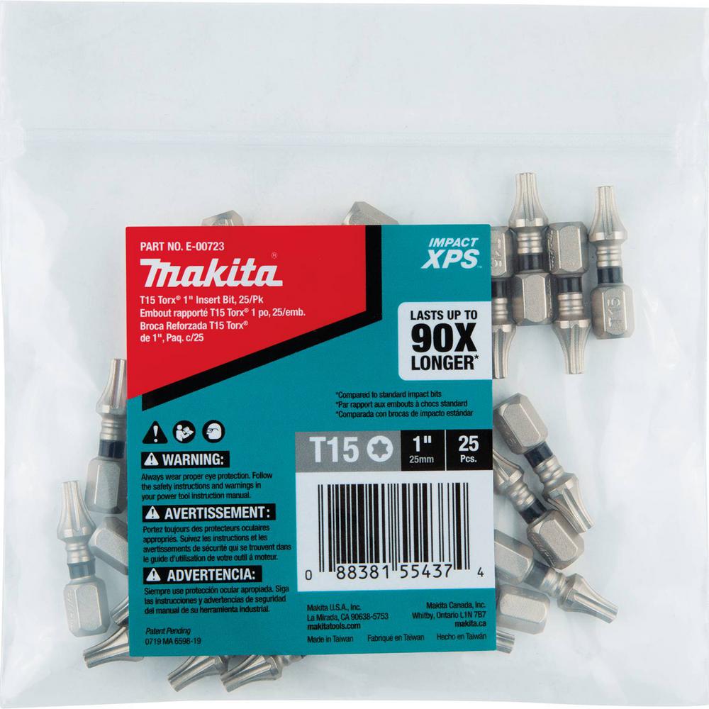 Makita Impact XPS T15 TORX 1 in. Insert Bit Bulk (25Pack)E00723